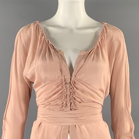 GUCCI Size M Taupe Silk Blouse - Picture 2 of 7